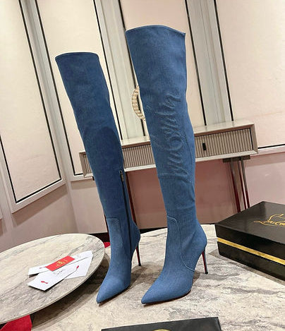 Denim Thigh Boots